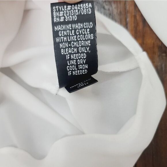 AGB White Semi Sheer Half Button Career Roll Sleeve Top Medium - Picture 10 of 10